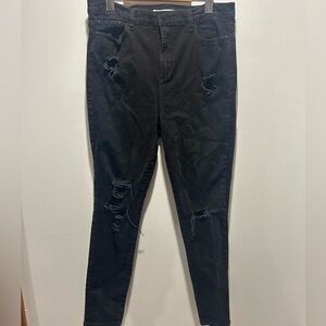 DYNDNM KATE, size 31, black distressed jeans, skinny leg, stretchy